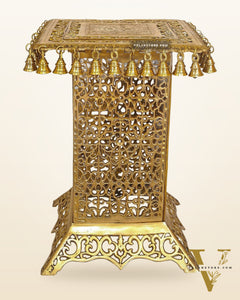 Brass Tall Chowki | Brass Chowki Stand with bells | 21"