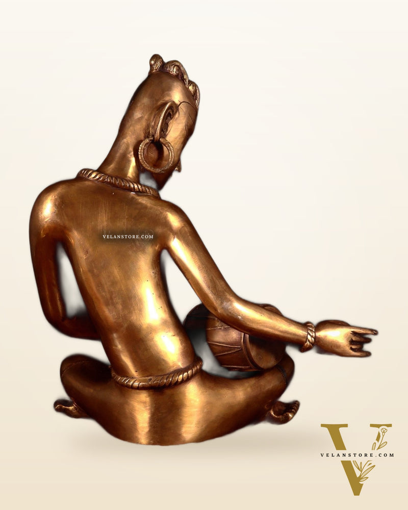 Brass Tansen Musician Statue – Dholak player 18" showpiece