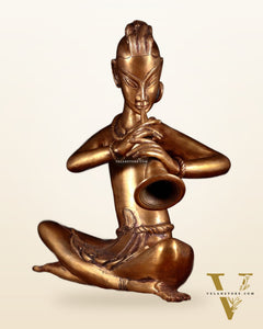 Brass Tansen Musician Statue – shehnayi player 18" showpiece