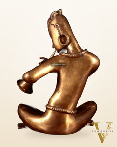 Brass Tansen Musician Statue – shehnayi player 18" showpiece