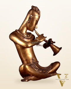 Brass Tansen Musician Statue – shehnayi player 18" showpiece