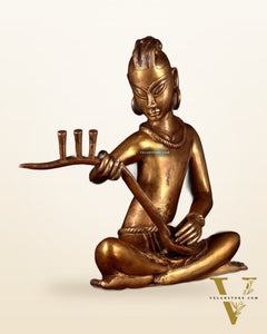 Brass Tansen Musician Statue – Sitar player 18" showpiece