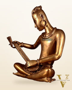 Brass Tansen Musician Statue – Sitar player 18" showpiece