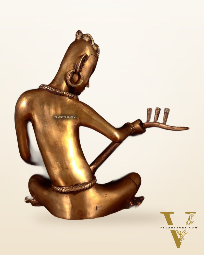 Brass Tansen Musician Statue – Sitar player 18" showpiece