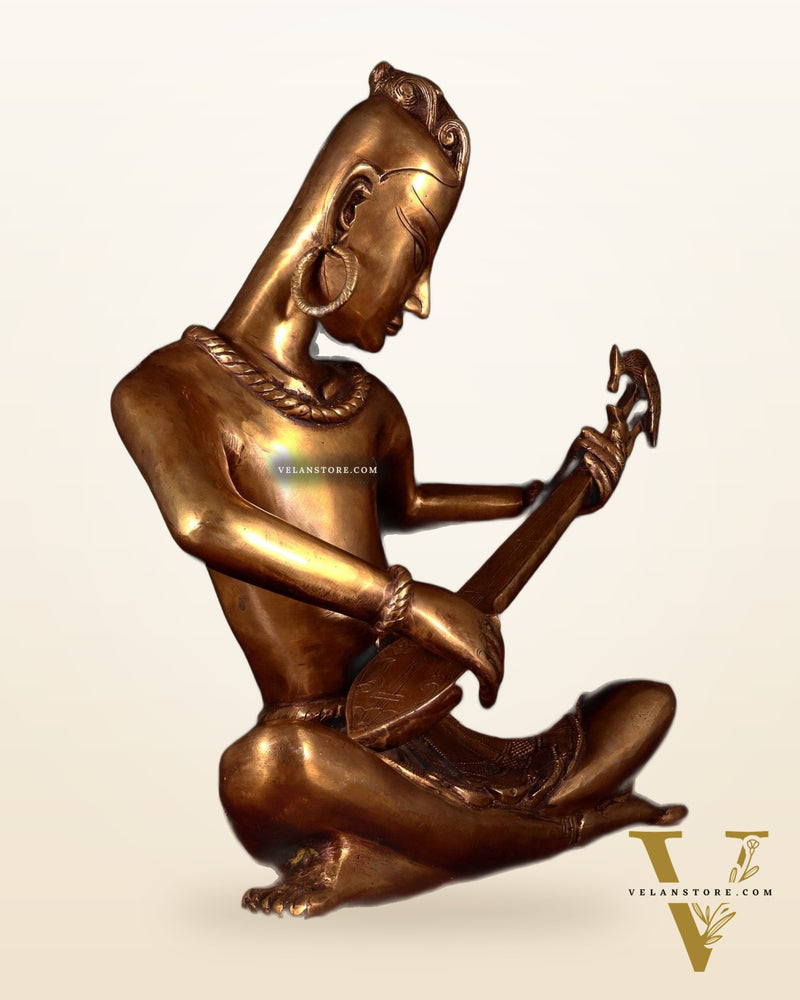 Brass Tansen Musician Statue – tanpura player 18" showpiece