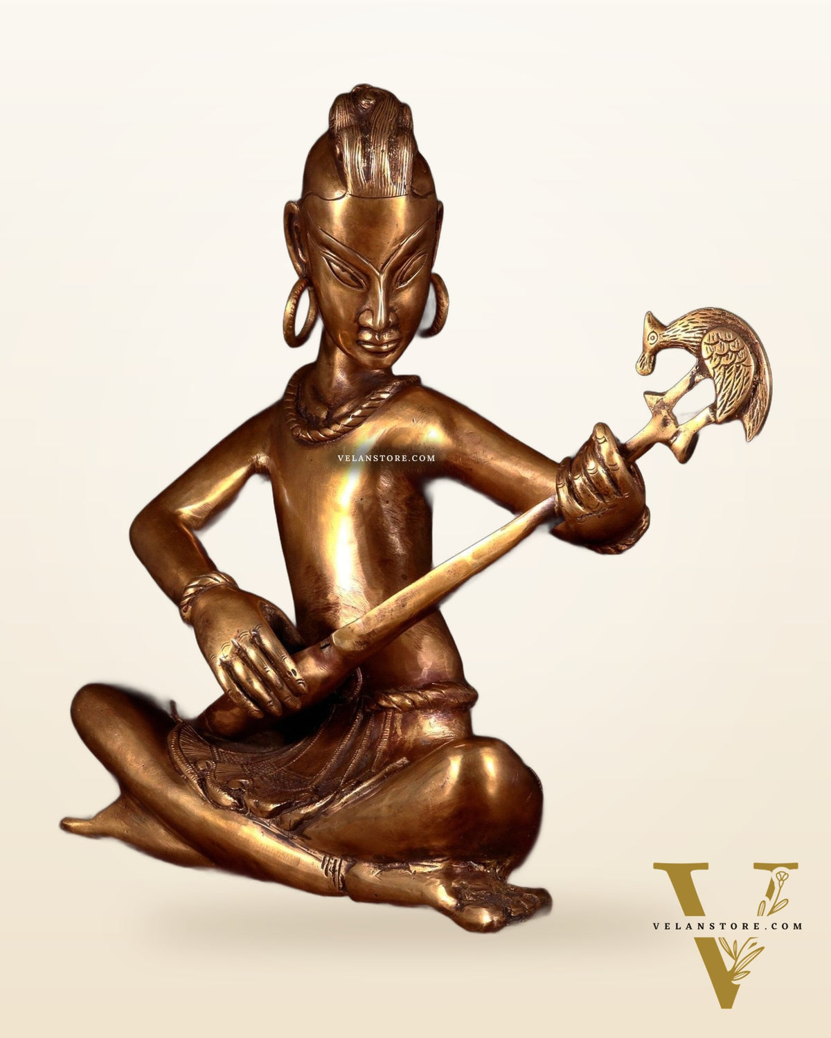 Brass Tansen Musician Statue – tanpura player 18" showpiece