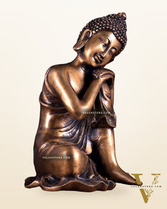 Brass Thinking Buddha Statue – Resting on Knee Pose 12 inch