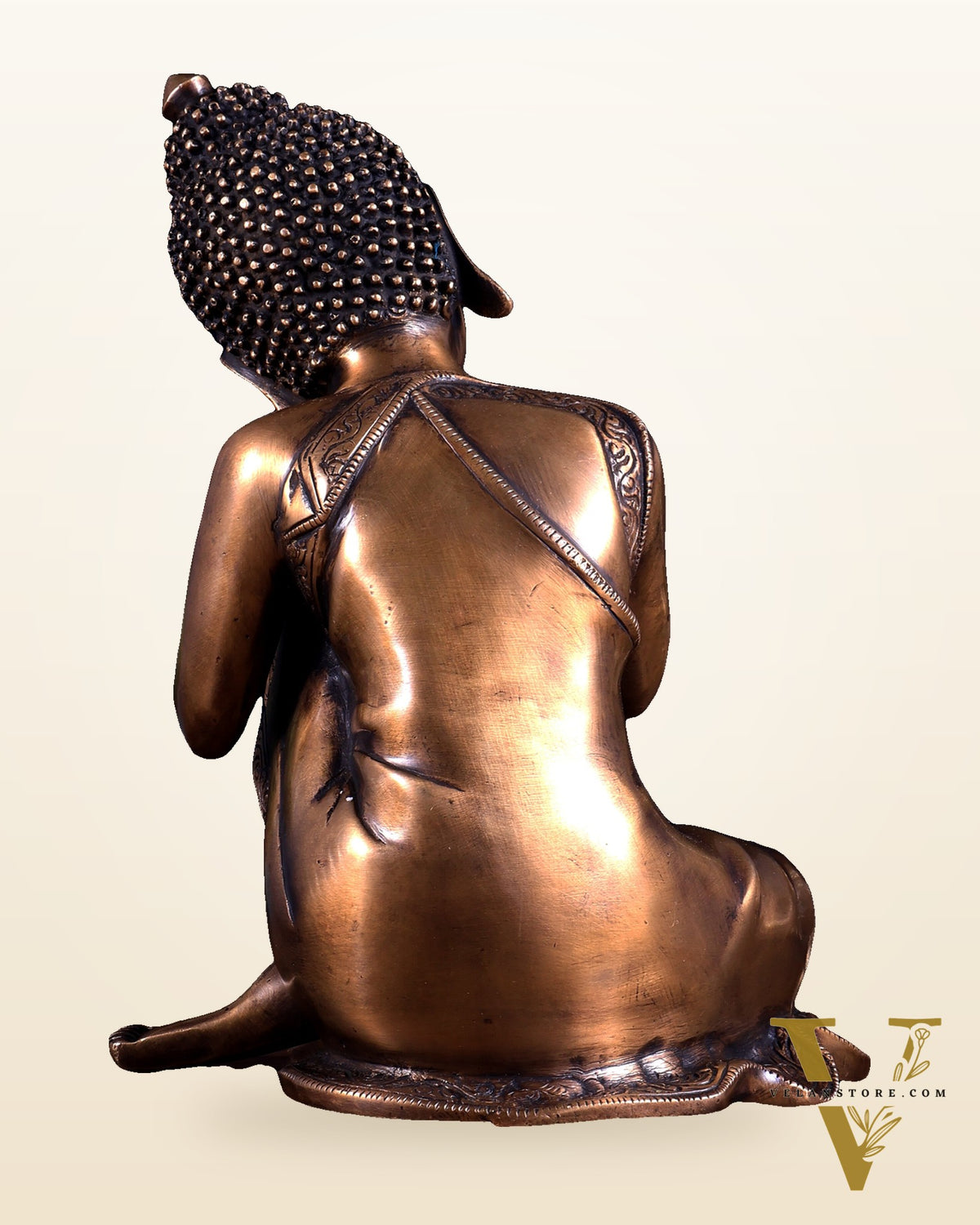 Brass Thinking Buddha Statue – Resting on Knee Pose 12 inch