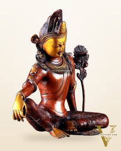 Brass Tibetan Chenrezig Statue 10.8"
