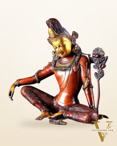 Brass Tibetan Chenrezig Statue 10.8"