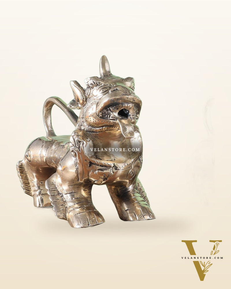 Brass Tibetan Foo Dogs Statue - Glossy Tone (Pair)