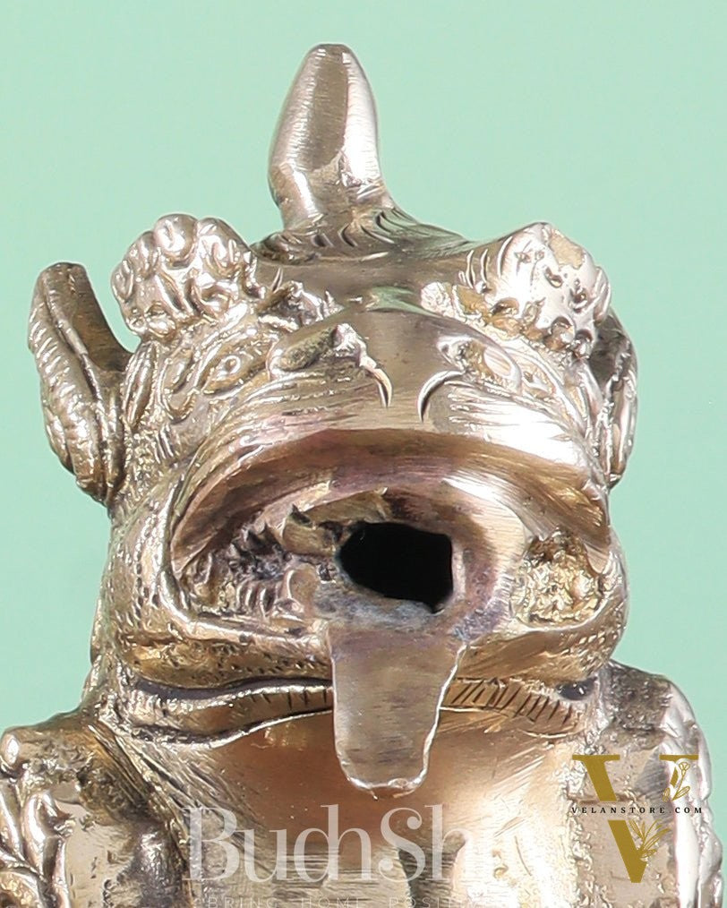 Brass Tibetan Foo Dogs Statue - Glossy Tone (Pair)