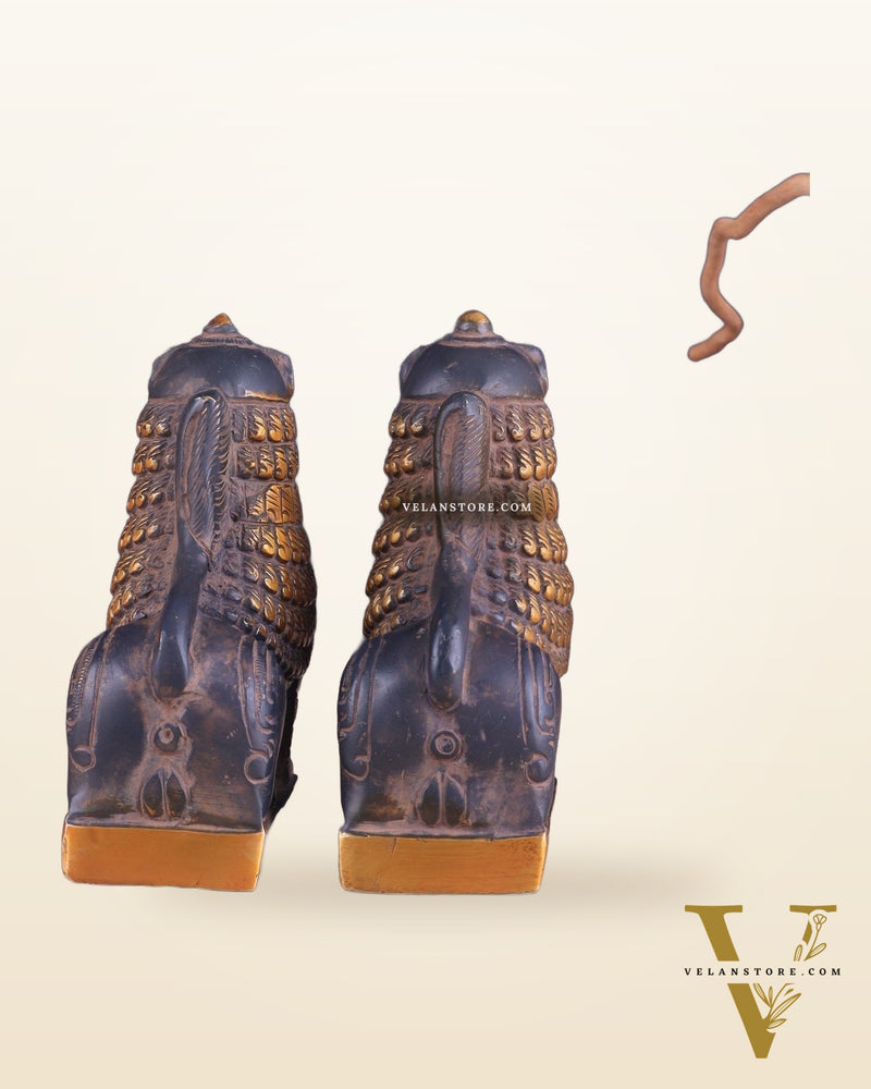 Brass Tibetan Snow Lion Pair – vintage Brass patina