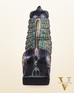 Brass Tibetan Snow Lion Showpiece – black and green tone