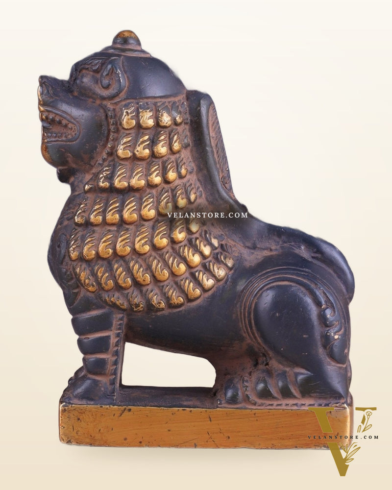 Brass Tibetan Snow Lion Showpiece – Symbol of Strength and Protection sand finish