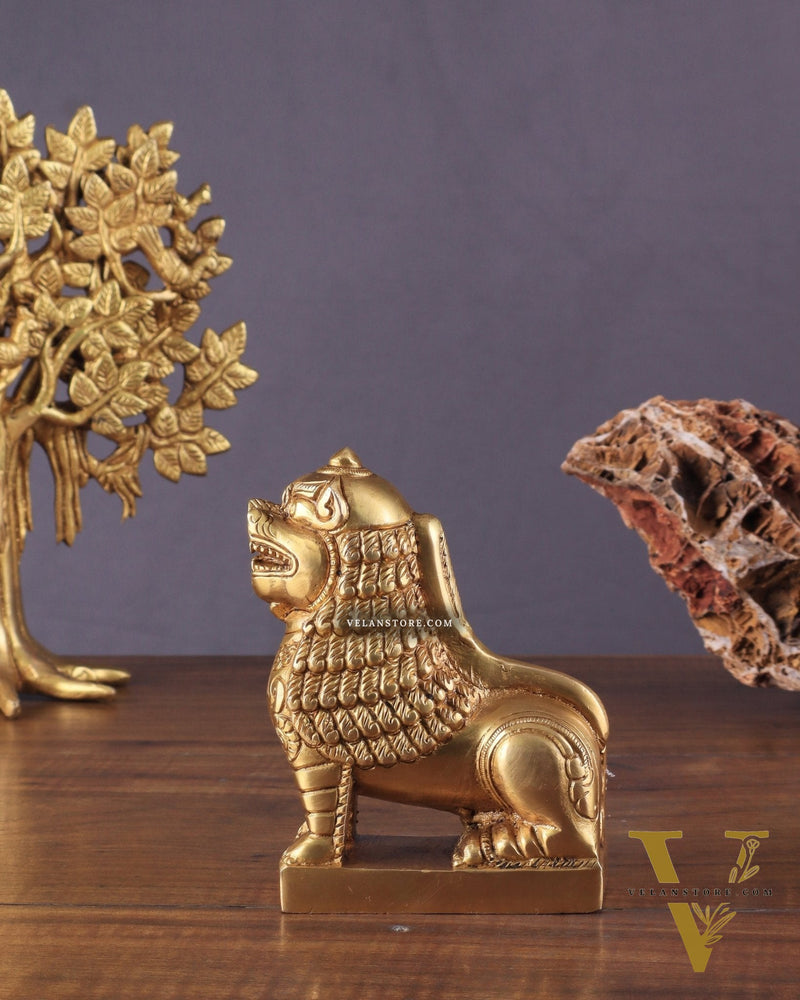 Brass Tibetan Snow Lion Showpiece – Symbol of Strength and Protection