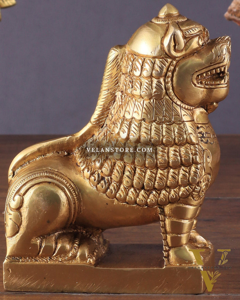 Brass Tibetan Snow Lion Showpiece – Symbol of Strength and Protection