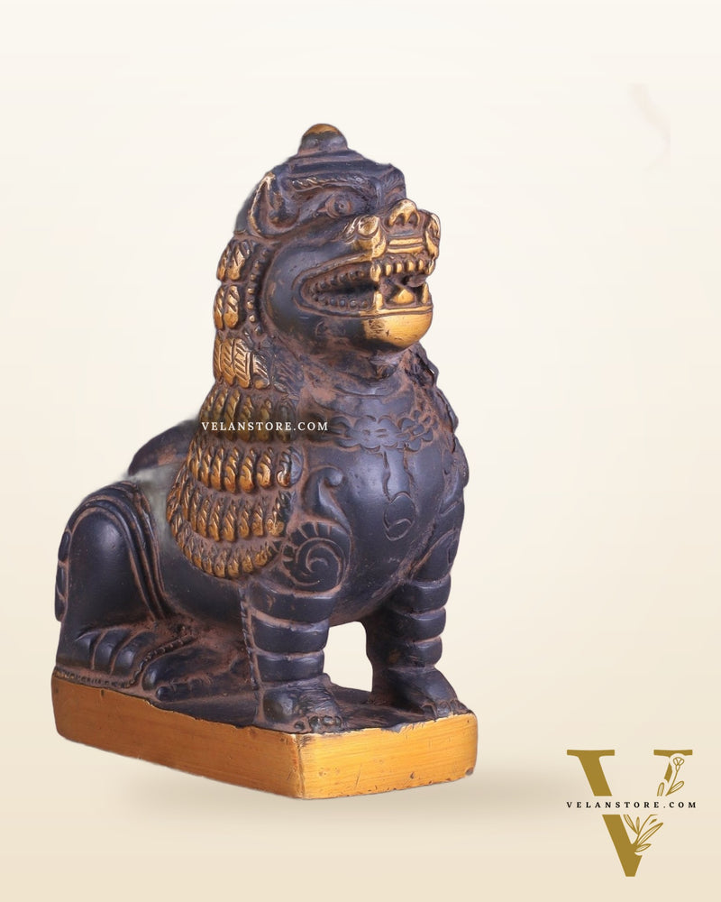 Brass Tibetan Snow Lion Showpiece – Symbol of Strength and Protection sand finish