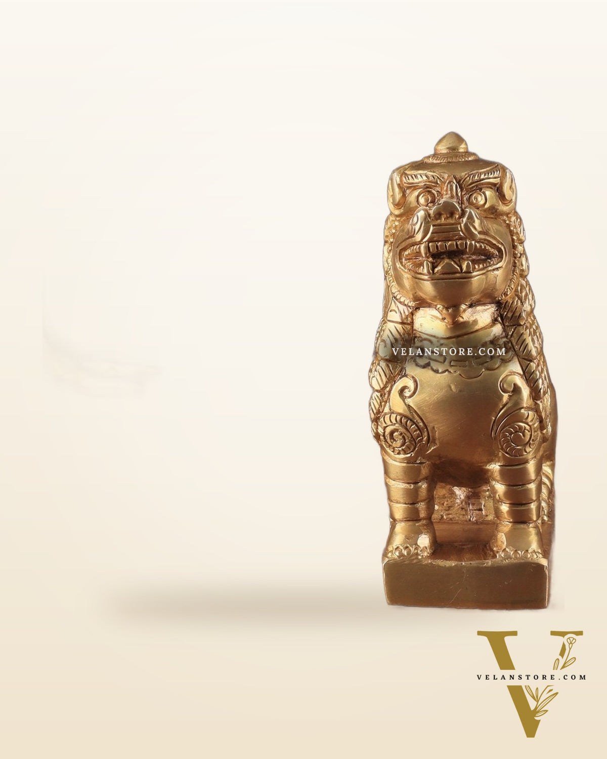 Brass Tibetan Snow Lion Showpiece – Symbol of Strength and Protection
