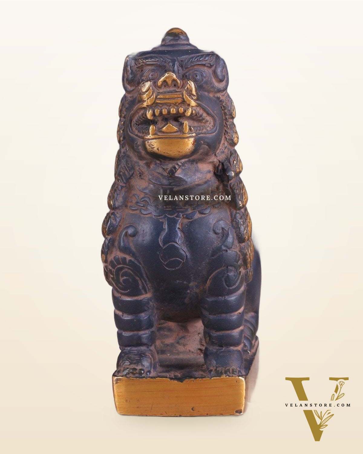 Brass Tibetan Snow Lion Showpiece – Symbol of Strength and Protection sand finish