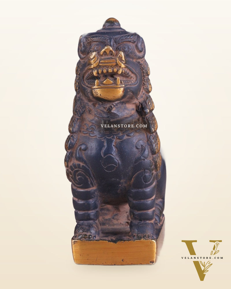 Brass Tibetan Snow Lion Showpiece – Symbol of Strength and Protection sand finish