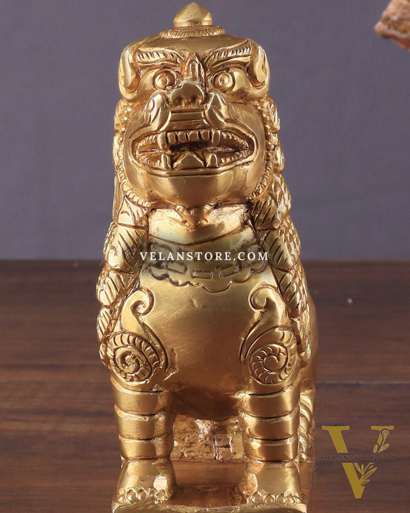 Brass Tibetan Snow Lion Showpiece – Symbol of Strength and Protection