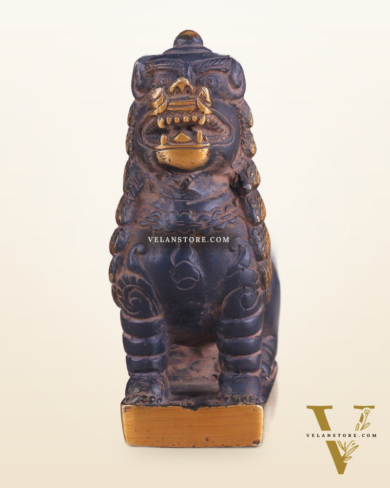 Brass Tibetan Snow Lion Showpiece – Symbol of Strength and Protection sand finish