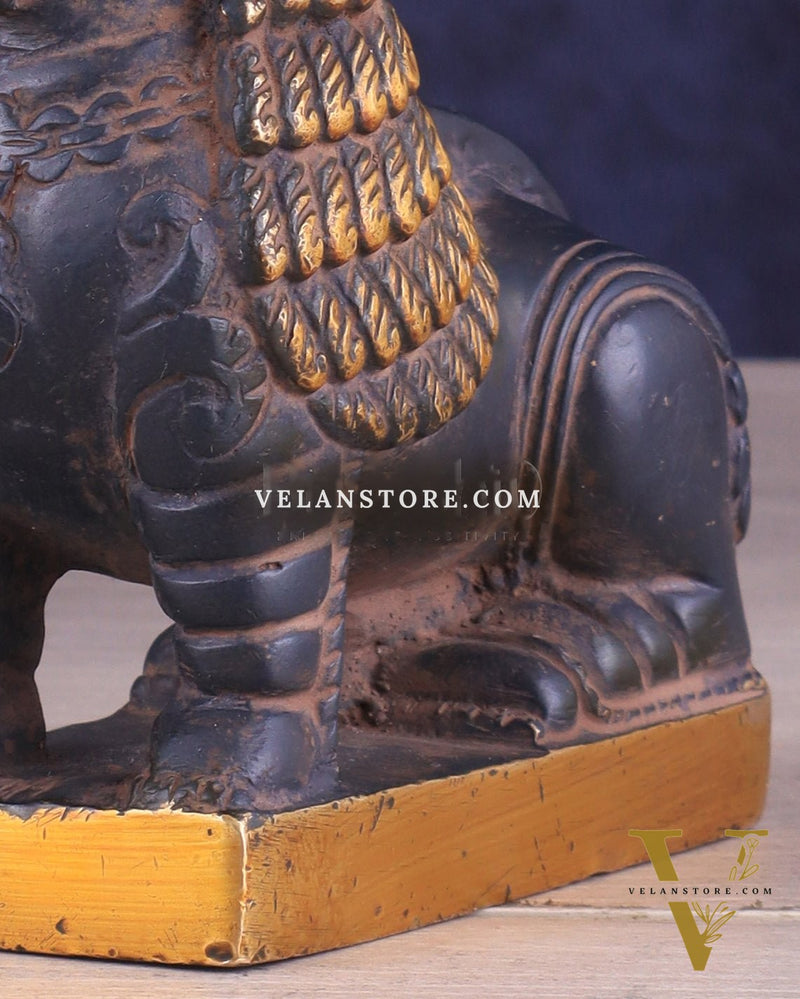 Brass Tibetan Snow Lion Showpiece – Symbol of Strength and Protection sand finish