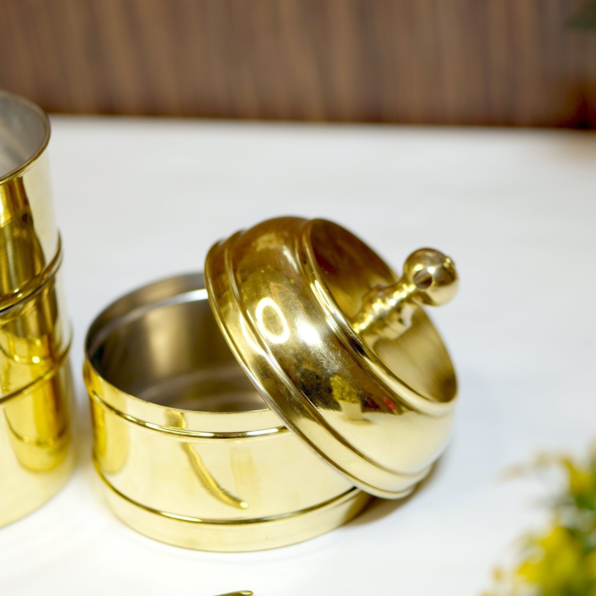 Brass Tiffin Box / Lunch Box With Tin Coating