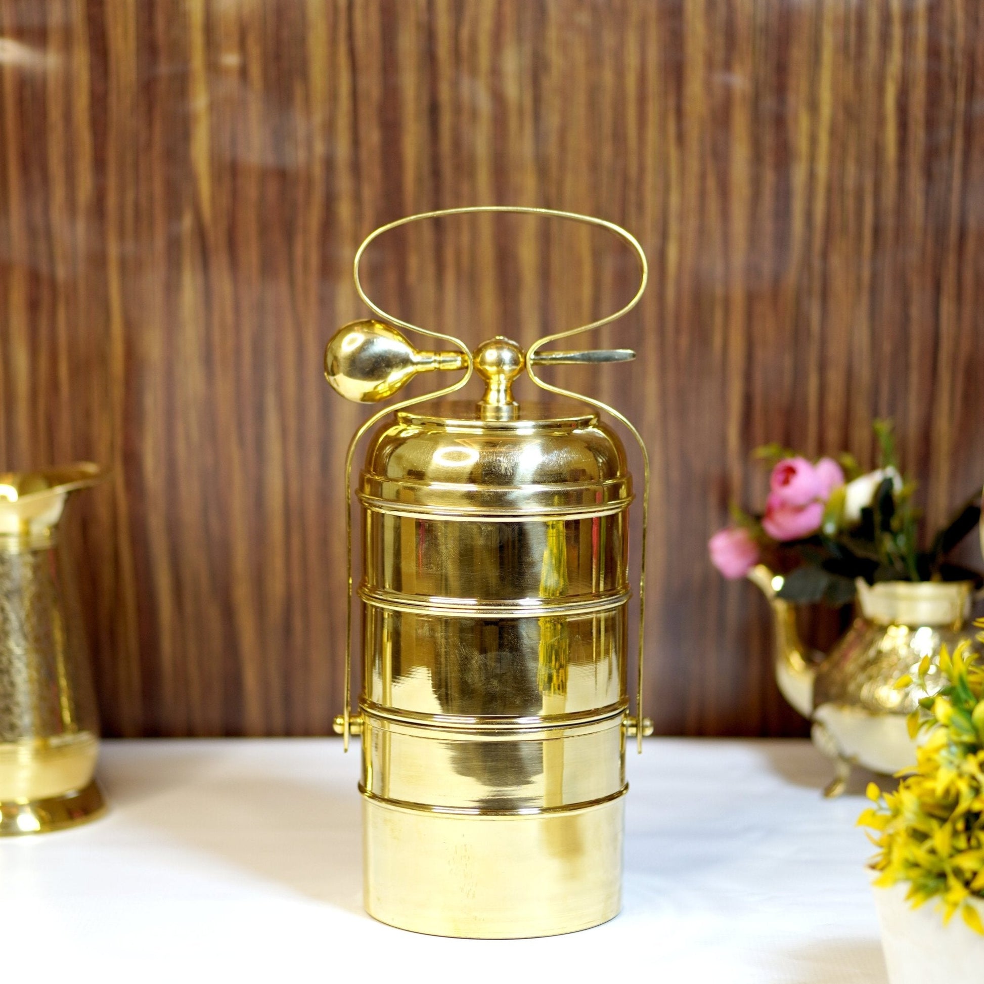 Brass Tiffin Box / Lunch Box With Tin Coating