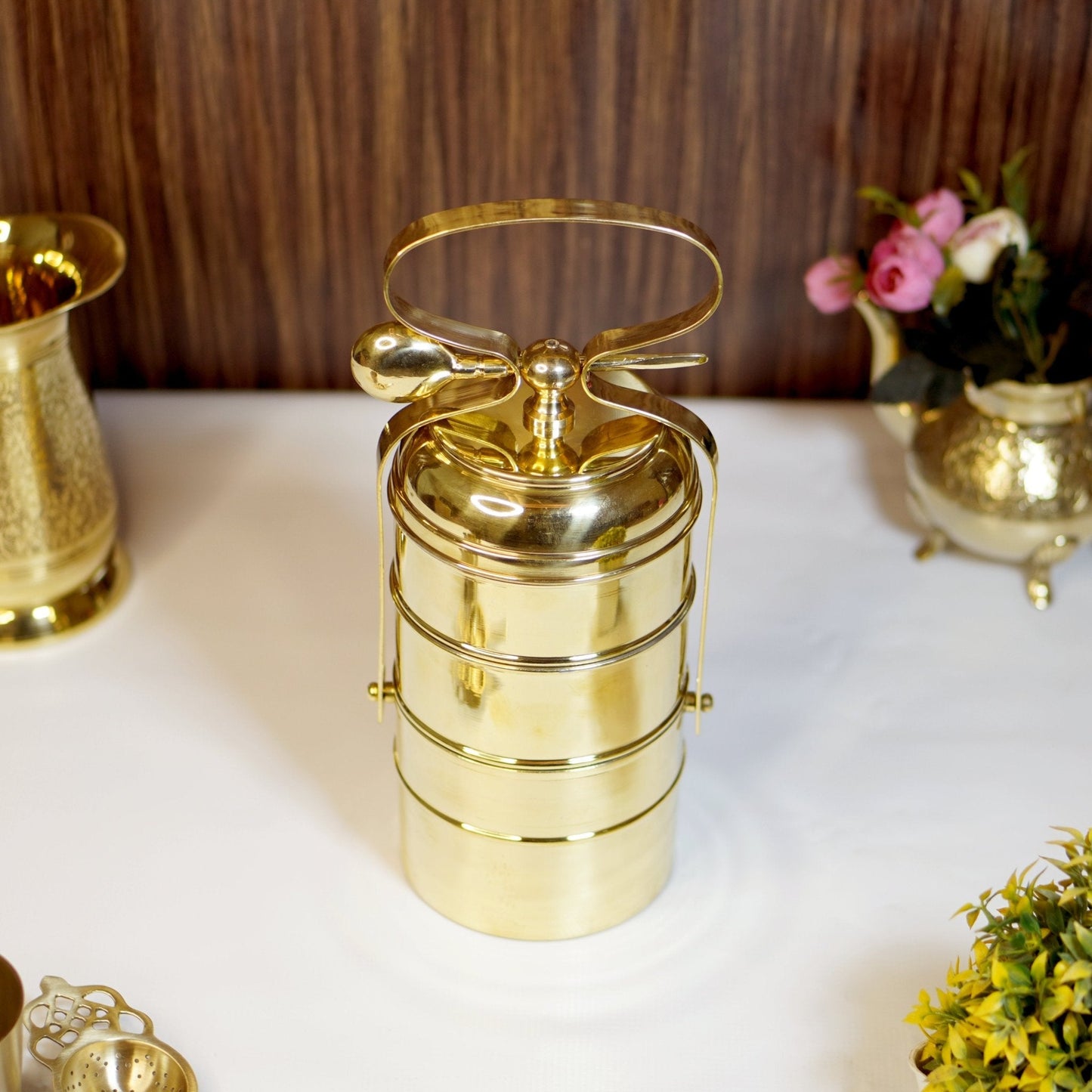 Brass Tiffin Box / Lunch Box With Tin Coating