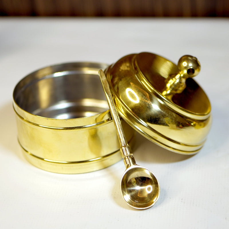 Brass Tiffin with spoon (2 compartment)