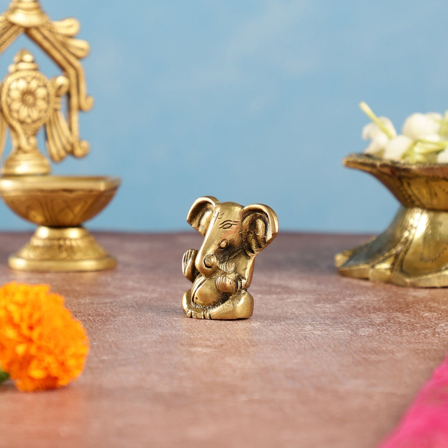 Brass Tiny appu Ganesha Idol with Big Ears | Height 2 inch