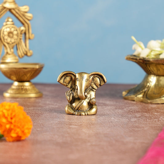 Brass Tiny appu Ganesha Idol with Big Ears | Height 2 inch