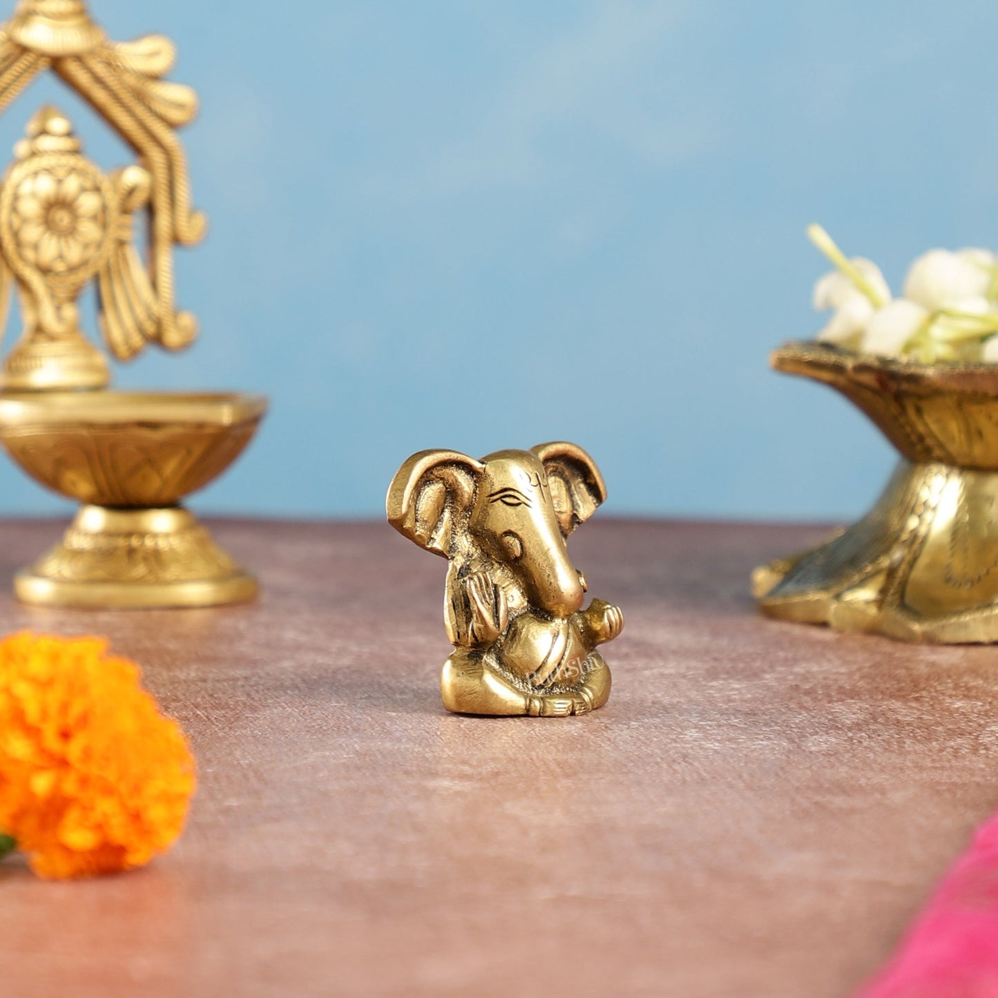 Brass Tiny appu Ganesha Idol with Big Ears | Height 2 inch