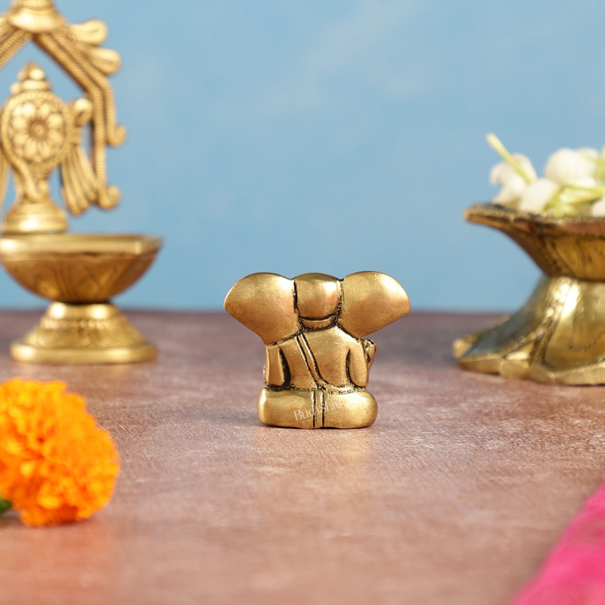 Brass Tiny appu Ganesha Idol with Big Ears | Height 2 inch