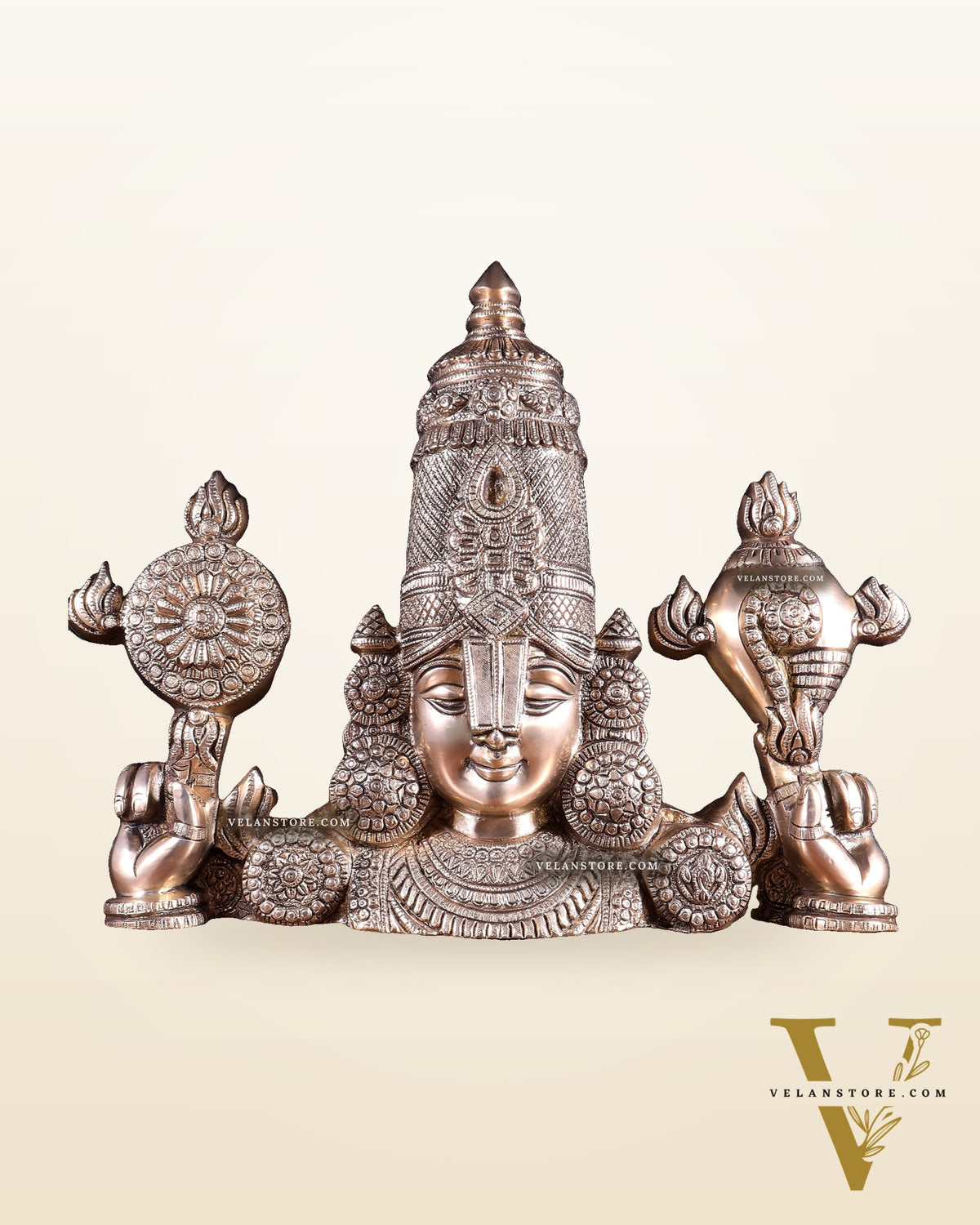 Brass Tirupati Balaji Face Wall Hanging 20 inch matte finish
