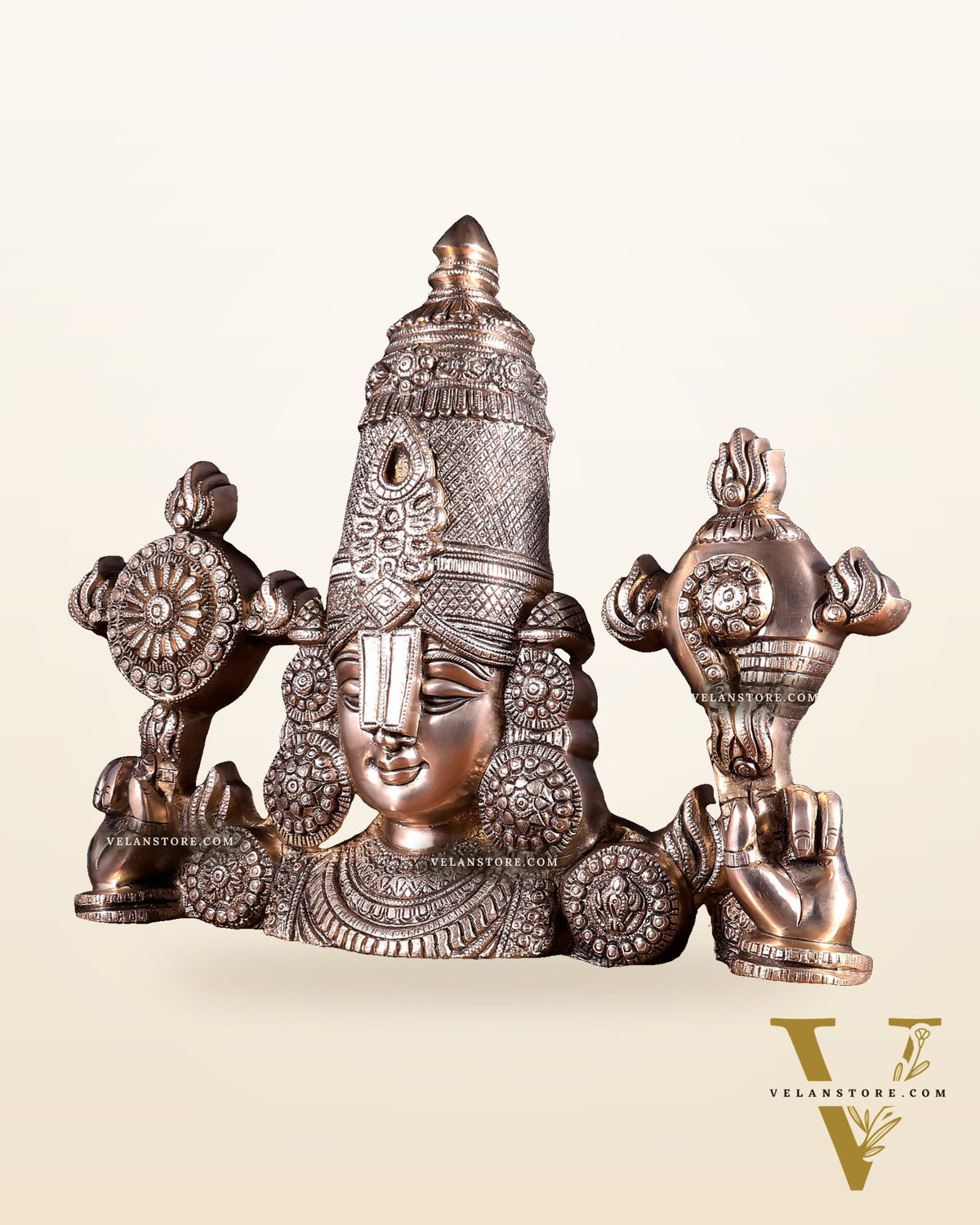 Brass Tirupati Balaji Face Wall Hanging 20 inch matte finish