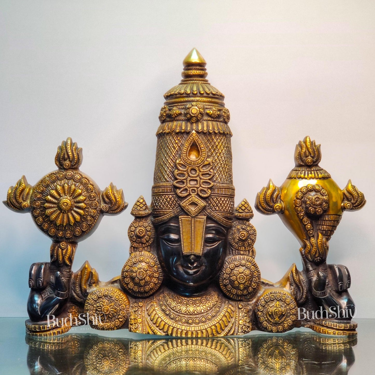 Brass Tirupati Balaji Face Wall Hanging Black and Golden