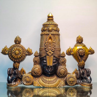 Brass Tirupati Balaji Face Wall Hanging Black and Golden