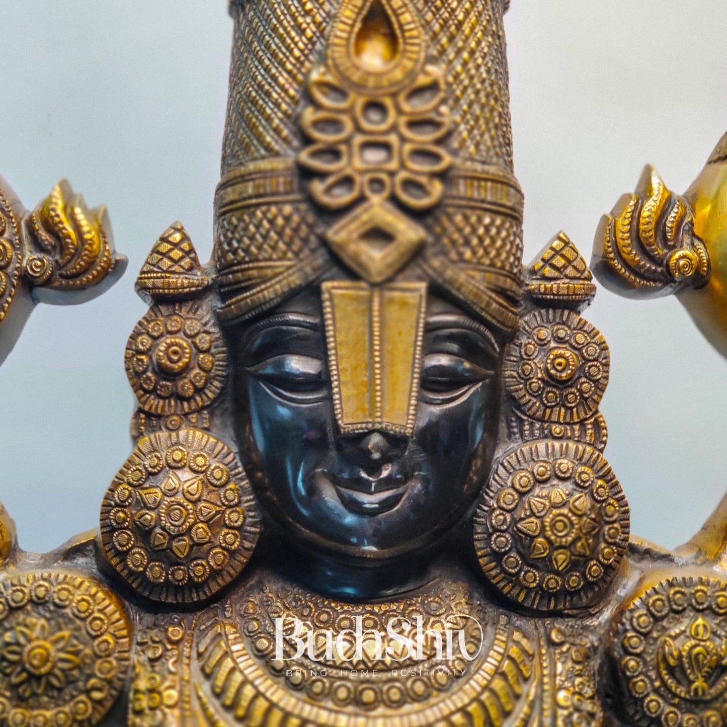 Brass Tirupati Balaji Face Wall Hanging Black and Golden