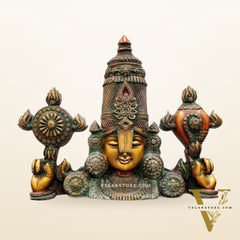 Brass Tirupati Balaji Face Wall Hanging brown gold