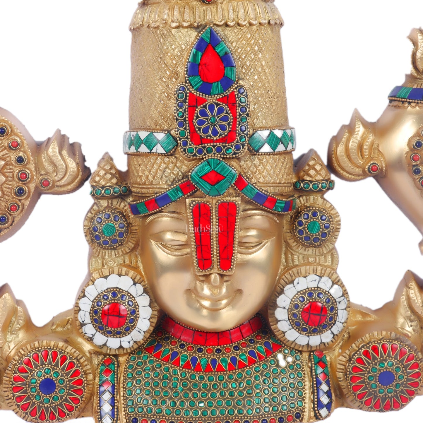 Tirupati Balaji Brass Wall Hanging with Meenakari Stonework 20 inch 15 inch tall