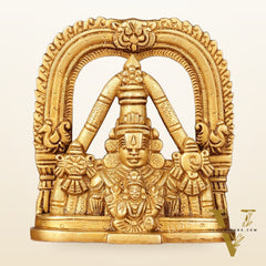 Brass Tirupati Balaji Face with Lakshmi Bust Table Accent - 4.25-inch