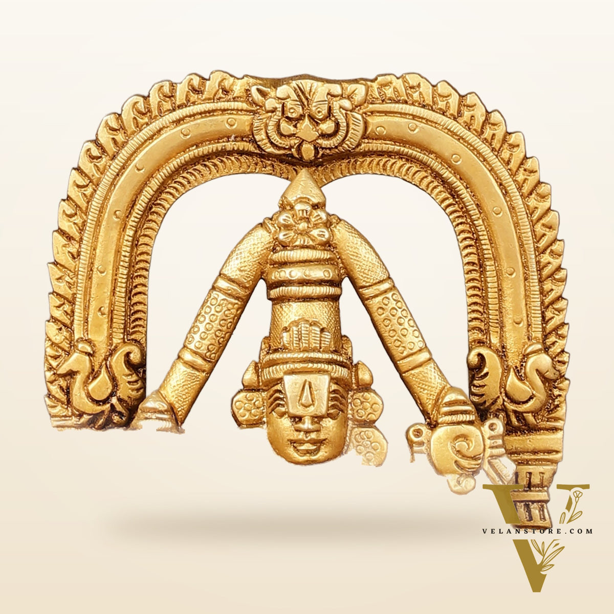 Brass Tirupati Balaji Face with Lakshmi Bust Table Accent - 4.25-inch