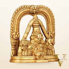Brass Tirupati Balaji Face with Lakshmi Bust Table Accent - 4.25-inch