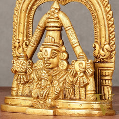 Brass Tirupati Balaji Face with Lakshmi Bust Table Accent - 4.25-inch
