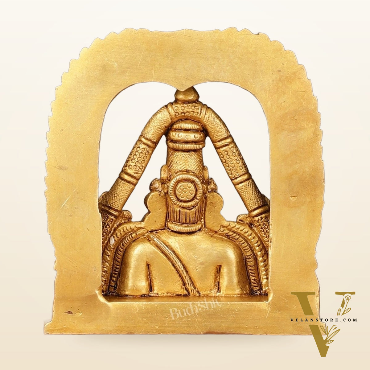 Brass Tirupati Balaji Face with Lakshmi Bust Table Accent - 4.25-inch
