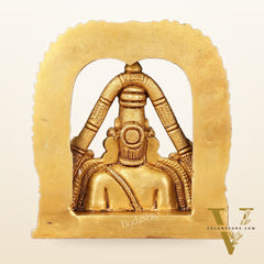 Brass Tirupati Balaji Face with Lakshmi Bust Table Accent - 4.25-inch