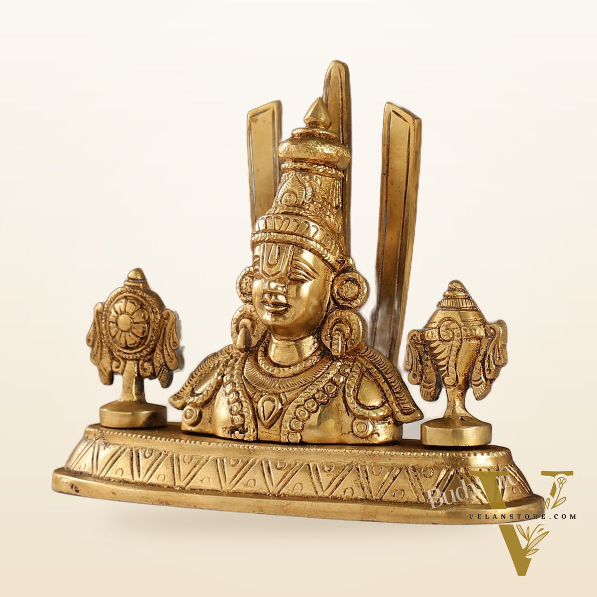 Brass Tirupati Balaji Head with Shankh Chakra Namah | 5.5" Height
